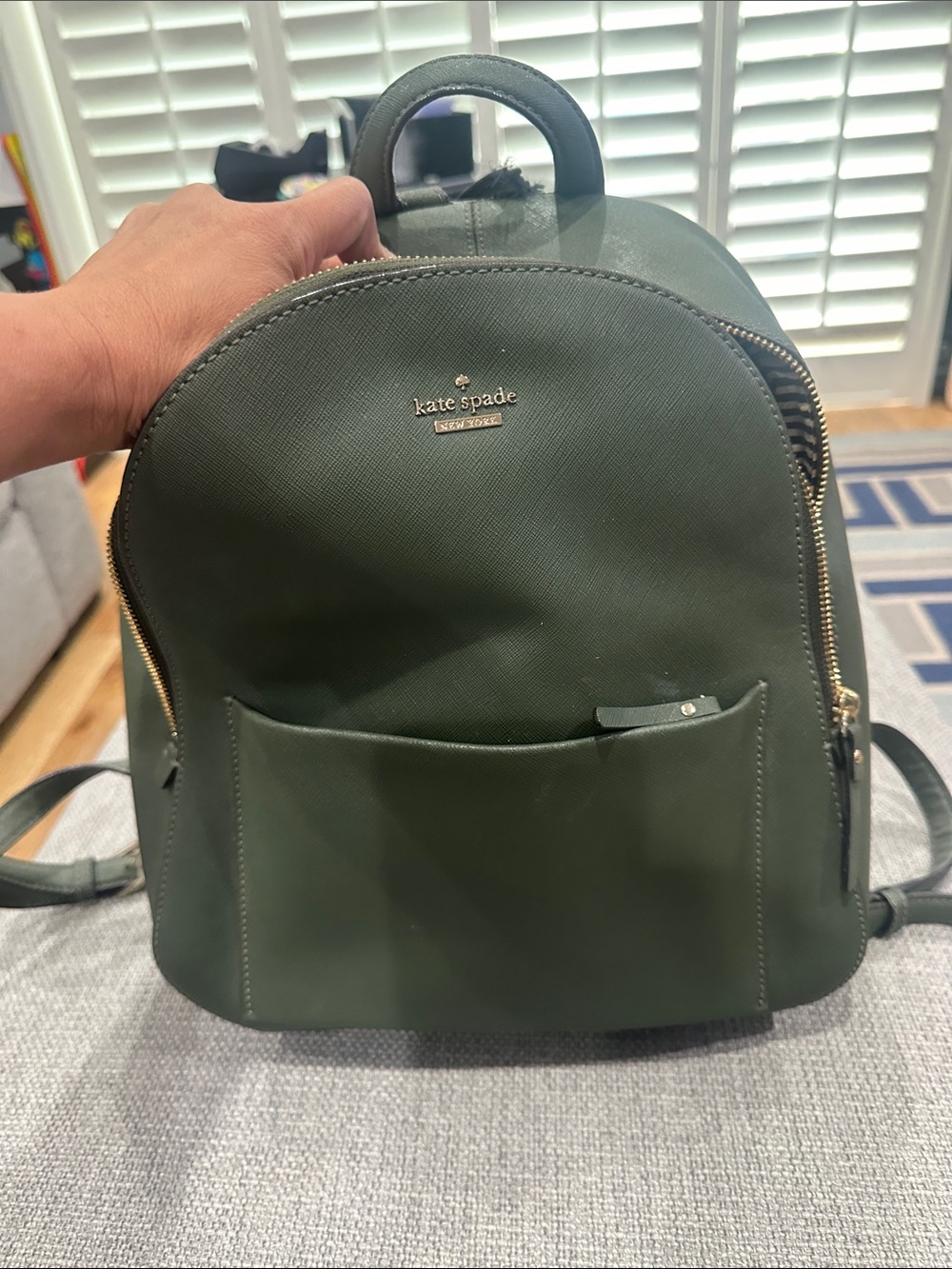kate spade Green Saffiano Backpack with Gold Hardware